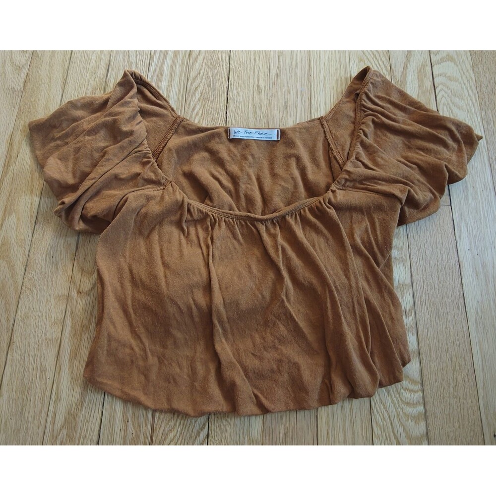 Free People Top Womens Small Cotton Crop Ruffle Boho Romantic Casual